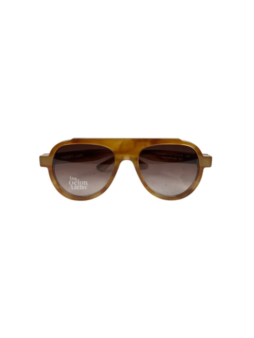 Thierry Larsy Clandesty Handmade Luxury Aviator Sunglasses 'Orange/Pattern' Used
